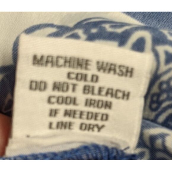 Tolani Onika Arabesque Top Blue White Long Sleeve Button Up Women's Size Medium - Picture 11 of 11